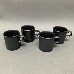 Pfaltzgraff Midnight Sun Black Coffee Cups Mugs Lot of 4